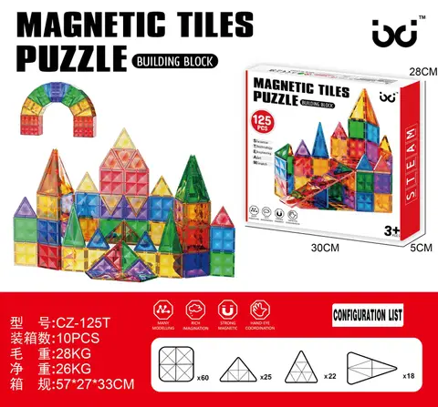 Real magnetic building tile assortment